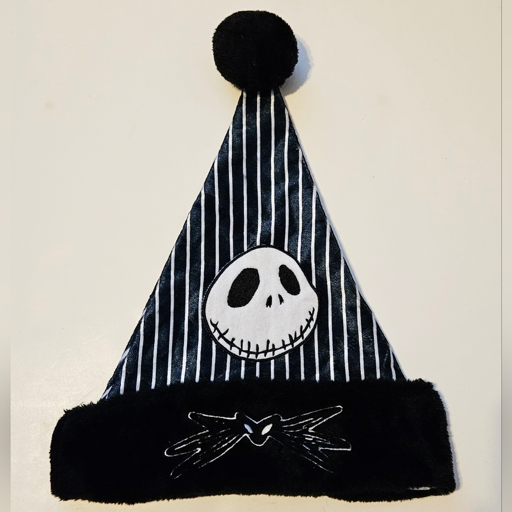 Disney Nightmare Before Christmas Jack Striped Santa Hat with Pom Pom